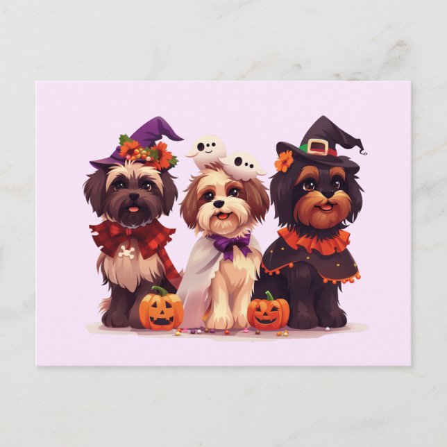 Cartão Postal Halloween Shih Tzu Dogs (Frente)