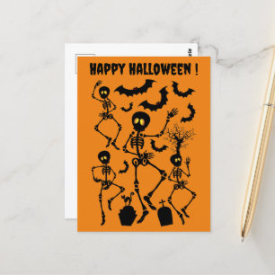 Cartão Postal Halloween Skeletons Macabre Dance