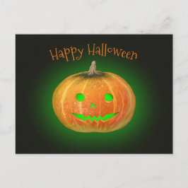 Cartão Postal Halloween Spooktacular Pumpkin Sorri Luz Verde