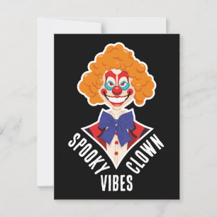 Cartão Postal Halloween Spooky Clown Vibes Creepy Circus Simples