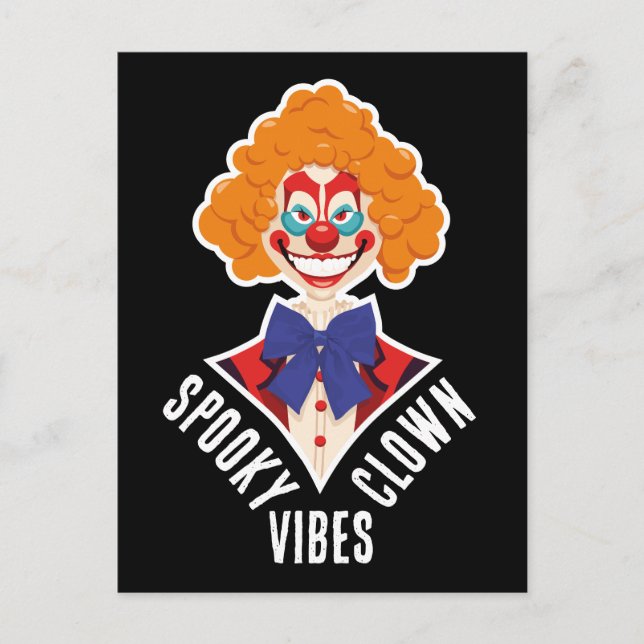 Cartão Postal Halloween Spooky Clown Vibes Creepy Circus Simples (Frente)