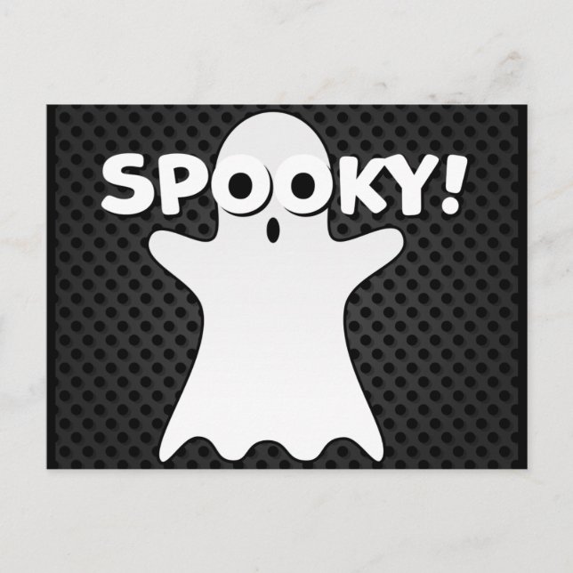 Cartão Postal Halloween Spooky Ghost Black (Frente)