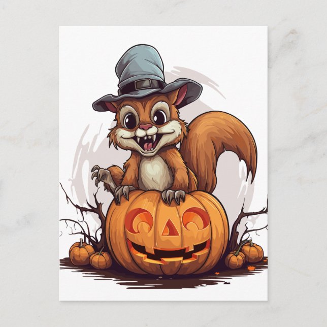 Cartão Postal Halloween Squirrel (Frente)