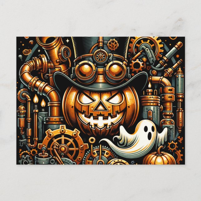 Cartão Postal Halloween Steampunk (Frente)