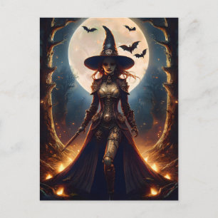 Cartão Postal Halloween Steampunk Forest Witch