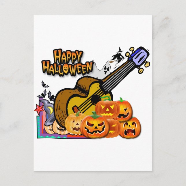 Cartão Postal Halloween Ukulele (Frente)