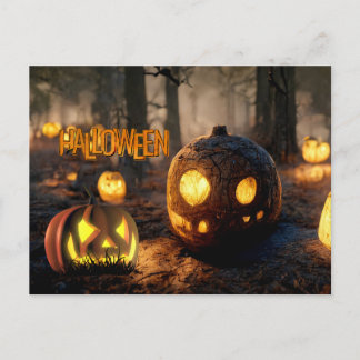 Cartão Postal Halloween Very Scary Carved Pumpkins