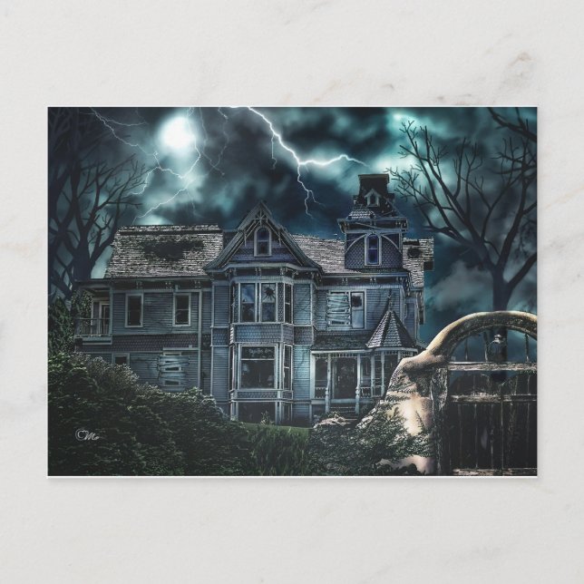 Cartão Postal Halloween Victorian House (Frente)