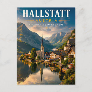 Cartão Postal 🏔️ Hallstatt Áustria Aldeia Alpina