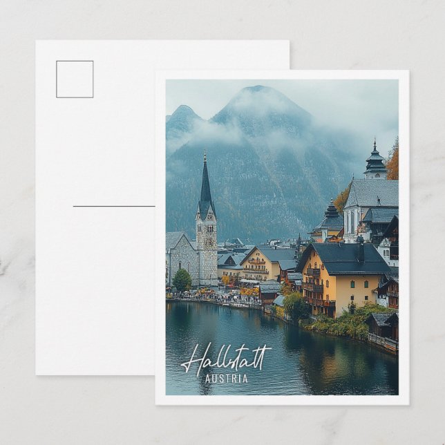 Cartão Postal Hallstatt Áustria Belo Lugar Turístico (Frente/Verso)