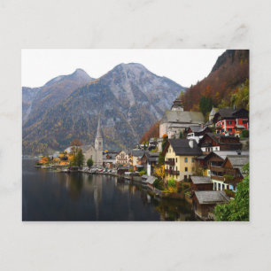CARTÃO POSTAL HALLSTATT NO OUTONO - LAKE HALLSTATT, ÁUSTRIA