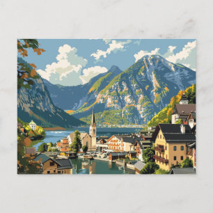 Cartão Postal Hallstatt, Viagens vintage da Áustria