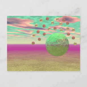 Cartão Postal Halo de luas, Abstrato de Cosmos Coloridos