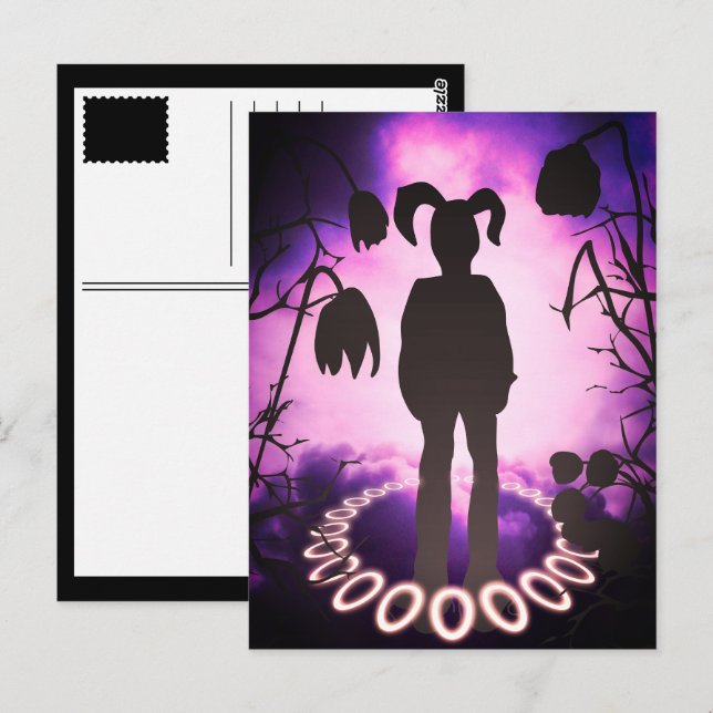 Cartão Postal Halo de ovo da Páscoa de sini bunny (Frente/Verso)