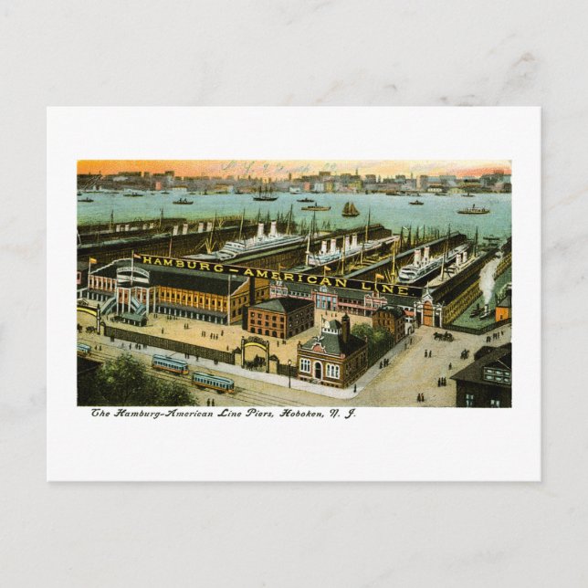 Cartão Postal Hamburg-American Line, Hoboken, Nova Jersey (Frente)