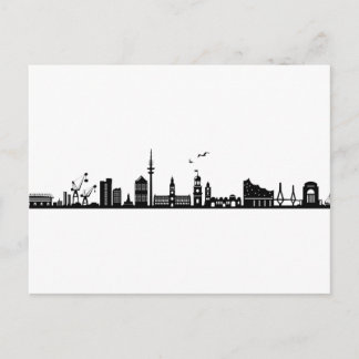 Cartão Postal HAMBURG Elbe Alemanha Silhueta da Cidade