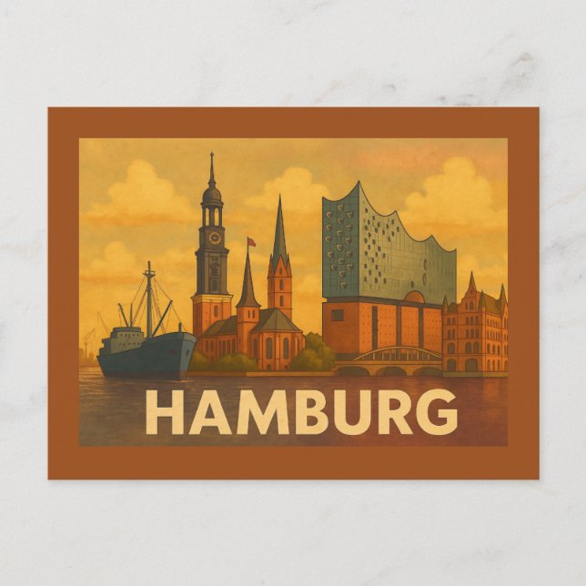 Cartão Postal Hamburg Germany City Art (Frente)
