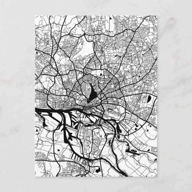 Cartão Postal Hamburg Germany City Map (Frente)