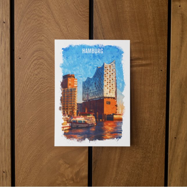 Cartão Postal Hamburg Germany Elbphilharmie Viagem (hamburg germany watercolor)
