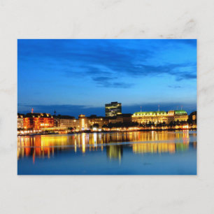 Cartão Postal Hamburg Harbor Hafen Alemanha Alster Night