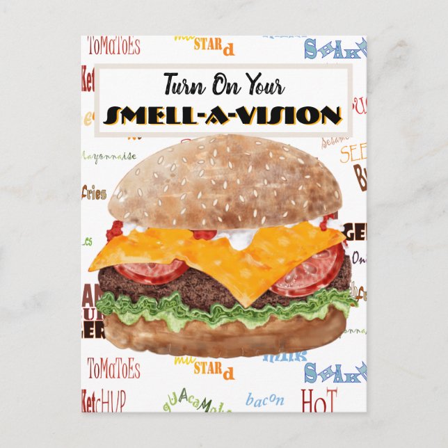 Cartão Postal Hamburger Divertido Comida Rápida (Frente)