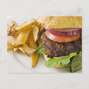 Cartão Postal Hamburger e Fries franceses