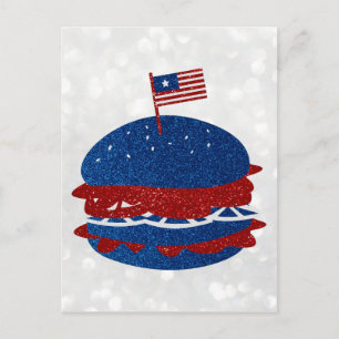 Cartão Postal Hamburger julho 4° Glitter