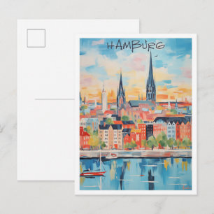 Cartão Postal Hamburgo Alemanha Arte Viagem