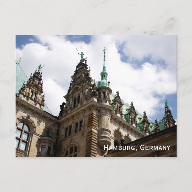 Cartão postal Hamburgo Alemanha Rathaus (Frente)