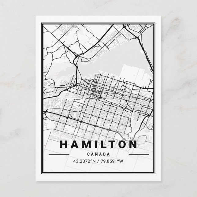 Cartão Postal Hamilton Ontario Canada Viagem Map Poster (Frente)