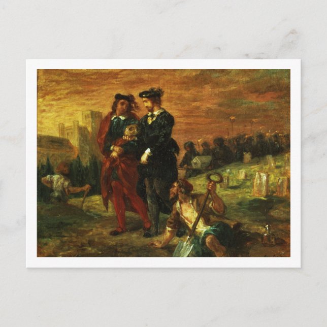 Cartão Postal Hamlet and Horatio in the Cemetery, 1859 (óleo em  (Frente)