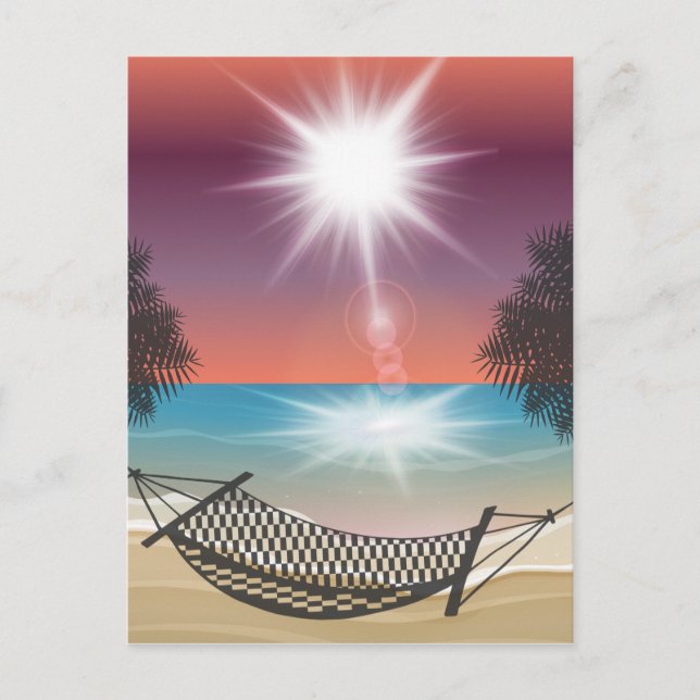 Cartão Postal Hammock no Beach Sunny Sky Zen (Frente)
