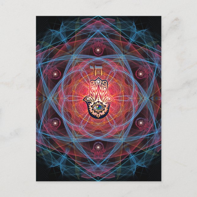 Cartão Postal Hamsa - CHAI - Geometria Sagrada (Frente)
