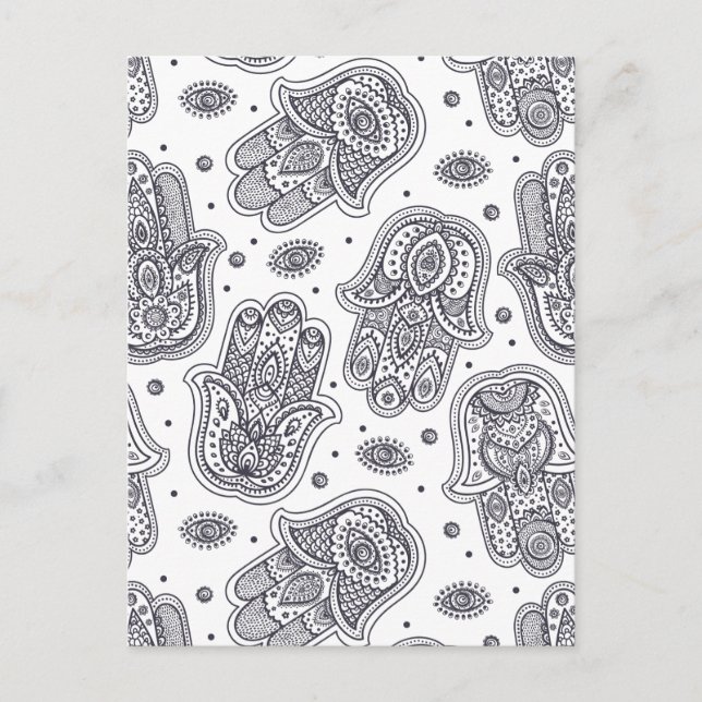 Cartão Postal Hamsa foi desenhado com a mão inspirada (Frente)