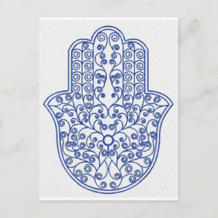Cartão Postal hamsa*tunis*morocco*henna*azul
