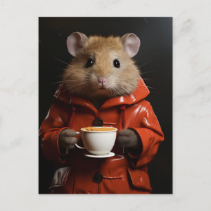 Cartão Postal Hamster Adorável Com Manteiga de Amendoim em uma C