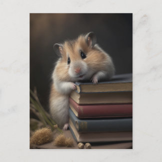 Cartão Postal Hamster and books postcard