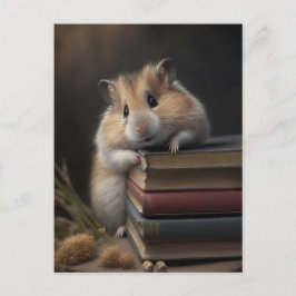 Cartão Postal Hamster and books postcard