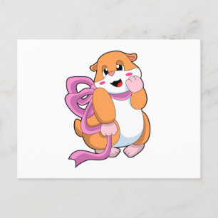 Cartão Postal Hamster com Laço