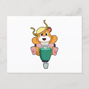 Cartão Postal Hamster com Martelo Perfurador