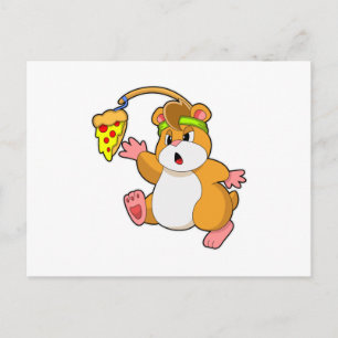 Cartão Postal Hamster comendo pizza