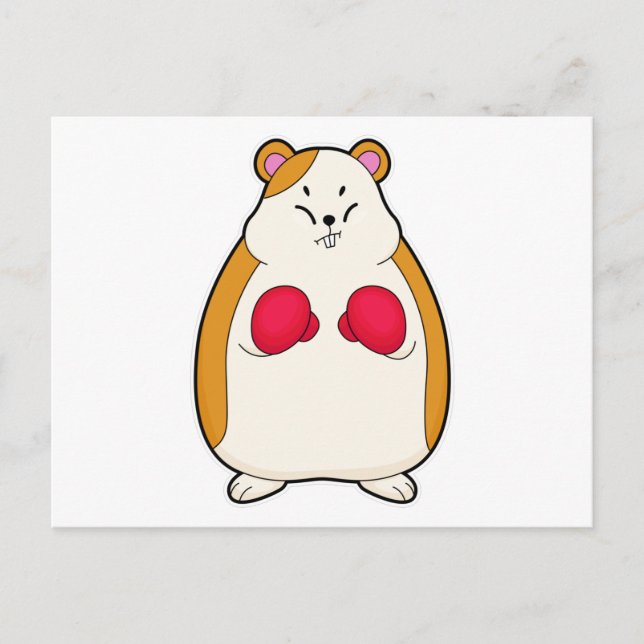 Cartão Postal Hamster como boxeador com luvas de boxe (Frente)