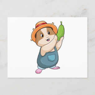Cartão Postal Hamster como Fazendeiro com Abobrinha