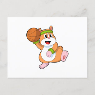 Cartão Postal Hamster como jogador de basquete com basquete