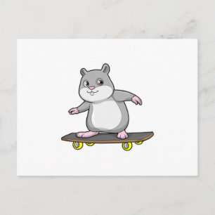 Cartão Postal Hamster como skatista com skate