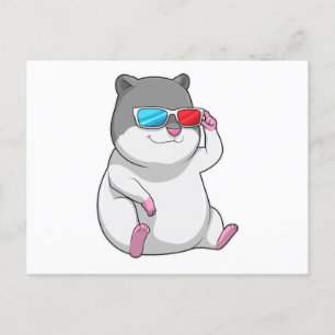 Cartão Postal Hamster de óculos