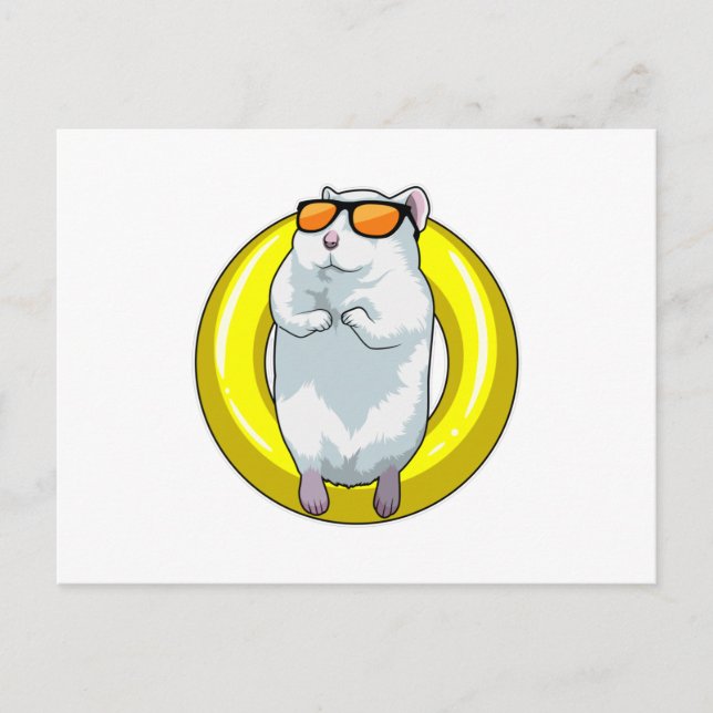 Cartão Postal Hamster nadando com boia (Frente)