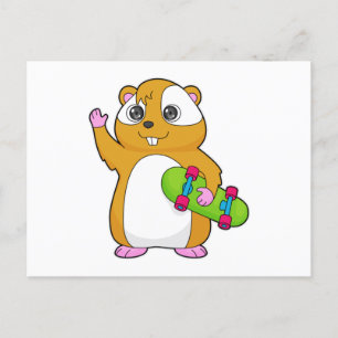 Cartão Postal Hamster Skater Skateboard