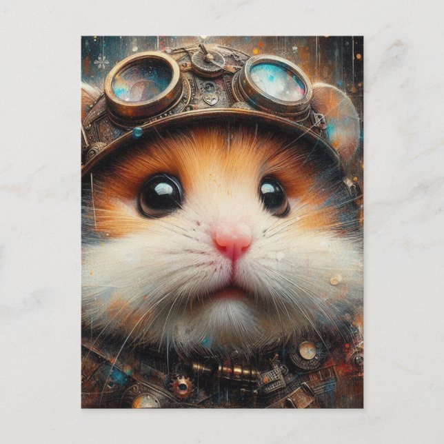 Cartão Postal Hamster Steampunk (Frente)