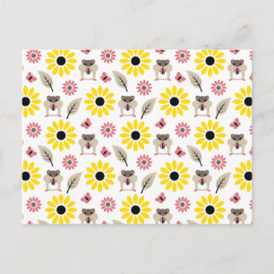 Cartão Postal Hamster & Sunflower Seamless
